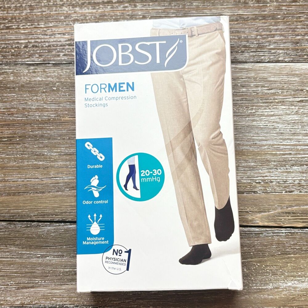 Jobst for Men Thigh High Compression Stockings XL Black 20-30mmHg Socks New